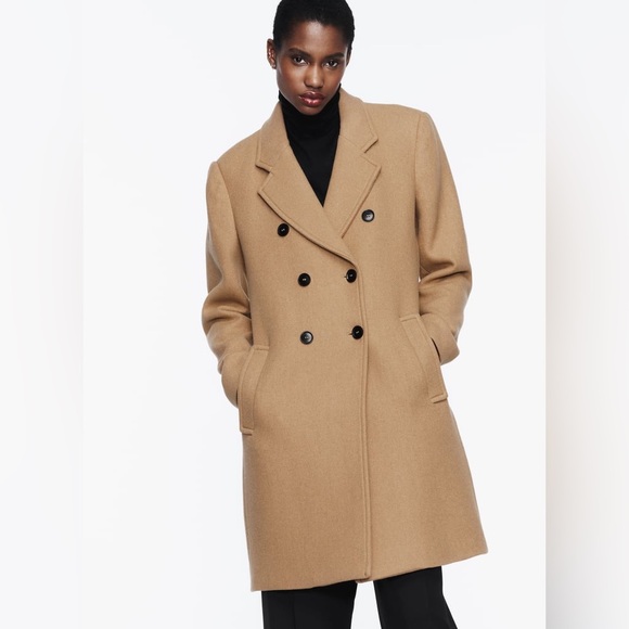 DOUBLE BREASTED WOOL BLEND COAT
S | TAUPE BROWN - Picture 2 of 4